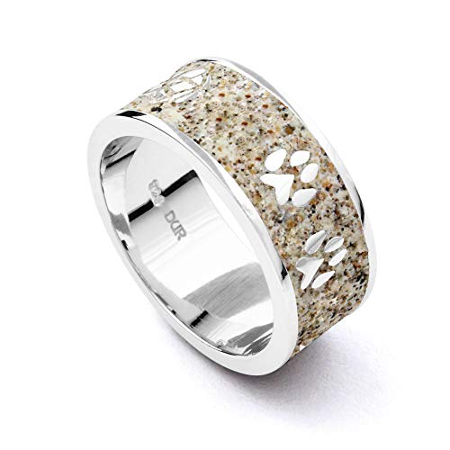 DUR Sandkatze Damen Ring aus Sterling-Silber und Strandsand in der Farbe Silber-Sand, Größe: 56, R478356 von DUR