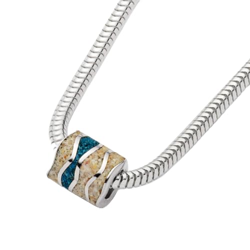 DUR Schlangenkette Ebbe & Flut aus 925 Sterling Silber mit Strandsand veredelt, Beige Blau, 50 cm, K2514 von DUR