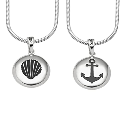 DUR Schmuck Anhänger ANKER/MUSCHEL Ellipse, dunkel rhodiniert, Silber 925/- (P4135) beidseitig tragbar von DUR