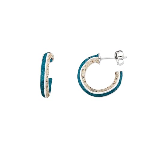 DUR Schmuck Creole WELLENSPIEL Strandsand/Steinsand blau Silber 925/- rhodiniert (O5563) von DUR