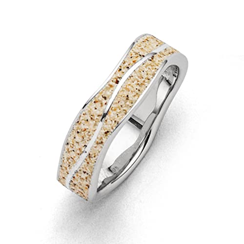 DUR Schmuck Damen Ring WELLEN Strandsand, Silber 925/- rhodiniert (R5108) (52 (16.6)) von DUR