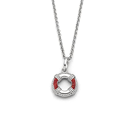 DUR Schmuck Kette RETTUNGSRING Koralle, Silber 925/- rhod. 45cm (K3008) Erbskette von DUR