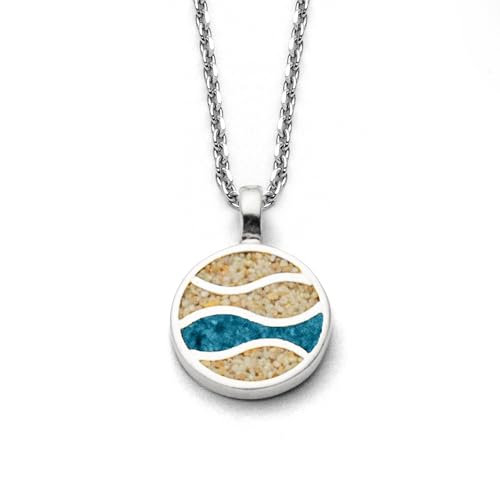 DUR Schmuck Kette STRANDWELLEN Strandsand blauer Steinsand Silber 925/- rhodiniert 45cm (K2951) Ankerkette von DUR