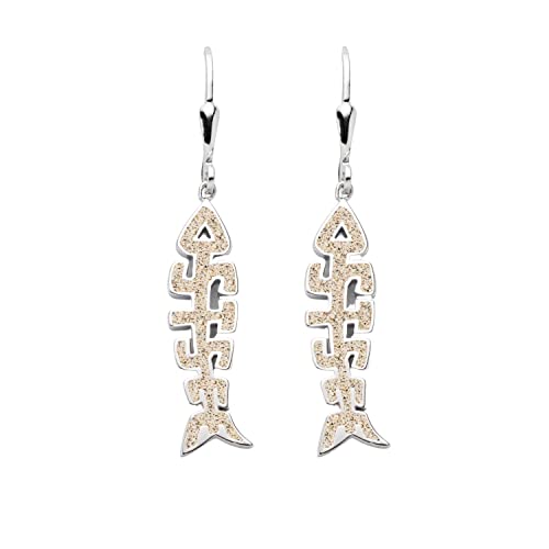 DUR Schmuck Ohrhänger Fischgräte OSTSEE Strandsand, Silber 925/- rhodiniert (O5469) von DUR