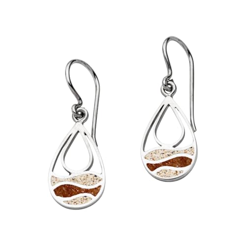 DUR Schmuck Ohrring STRANDWELLEN DROP Strandsand/Bernstein, Silber 925/- rhodiniert (O5735) von DUR