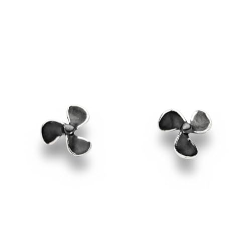 DUR Schmuck Ohrstecker SCHIFFSSCHRAUBE matt dunkel Silber 925/- oxidiert (O5502) von DUR