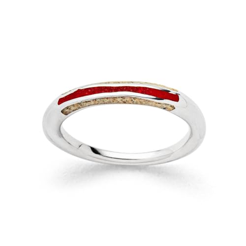 DUR-Schmuck Ring „Wellenspiel“ mit Strandsand & Korallengranulat – rhodiniertes 925er Silber – handgefertigt – maritimer Schmuck, Größe: 52, R5985.52 von DUR