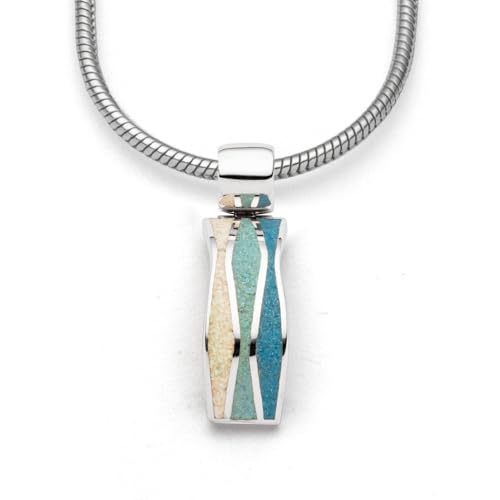 DUR Schmuck Anhänger WELLE 2.0 Strandsand Steinsand blau Silber 925/- rhodinert (P4455) von DUR