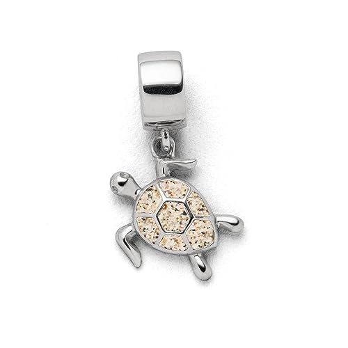 DUR Charm Turtle aus 925 Sterling Silber mit Strandsand veredelt, Silber/Beige, Größe:17,3x 16mm, F288 von DUR