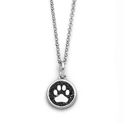 DUR Schmuck Damen Kette Lucky Dog Hundepfote Lavasand, Silber 925/- rhodiniert 42cm K2891) von DUR