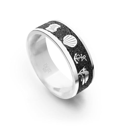 DUR Schmuck: Ring, Nachtring Ostsee 7 mm mit Lavasand, R6046 RingSize 52 (16.6) von DUR