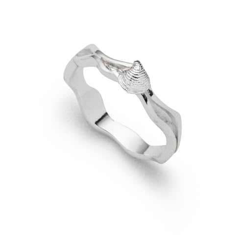 DUR Schmuck: Ring, Strandwellen, Muschel 2.0, schmal, 925er Sterlingsilber, R5982 RingSize 56 (17.8) von DUR