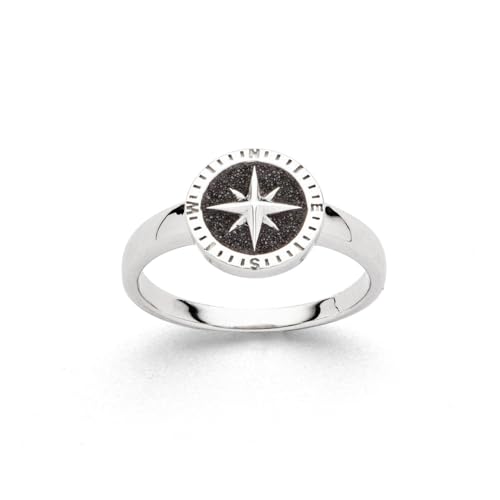 DUR Schmuck Ring KOMPASSROSE 2.0 Lavasand Silber 925/- rhodiniert R5972 RingSize 52 (16.6) von DUR