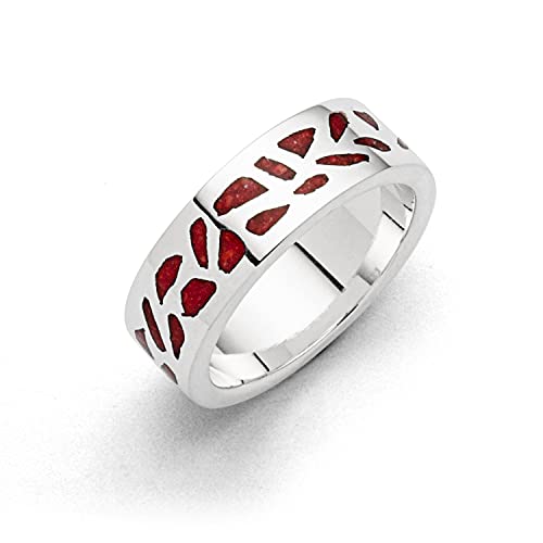 DUR Unisex Ring Wandel aus 925 Sterling Silber mit Koralle, Größe: 58 (18.5), R5693.58 von DUR-Schmuck