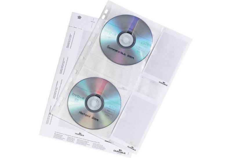 DURABLE Dokumententasche Durable CD Hülle A4 tr 5St für 4 CDs, Universallochung von DURABLE