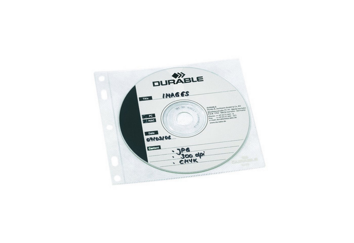 DURABLE Dokumententasche Durable CD Hülle CD/DVD Cover FILE tr f 1 CD/DVD m Booklet m Abheftg von DURABLE