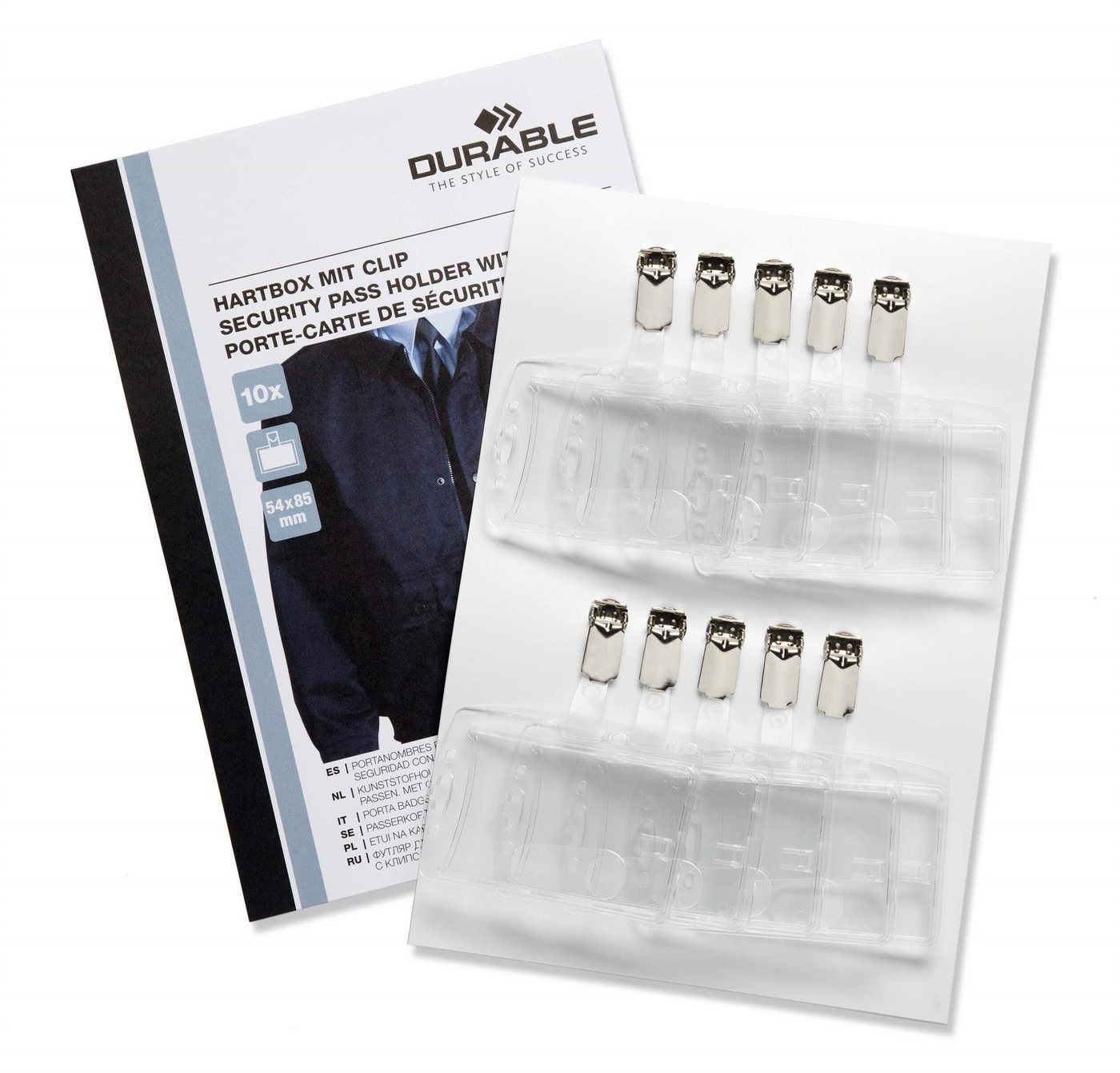 DURABLE Etui Durable Betriebsausweishalter tr 10St 54x85mm ohne Einlagen SB-Pack von DURABLE