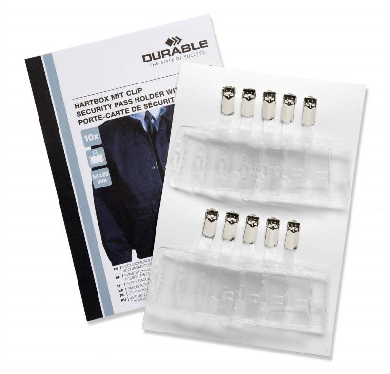 DURABLE Etui Durable Betriebsausweishalter tr 10St 54x85mm ohne Einlagen SB-Pack von DURABLE
