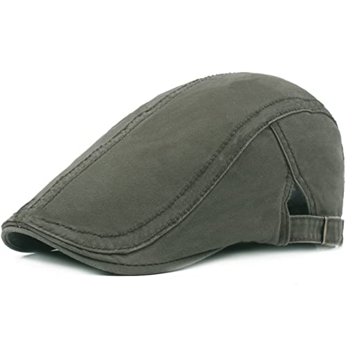 Barett Cap Herren Schiebermütze chirmmütze Gatsby Schirmmütze Newsboy Flat Cap Baskenmütze Herren Schirmmütze-Atmungsaktiv Schiebermütze Baskenmütze Newsboy Hut-Gatsby Hut Flatcap (2- Armeegrün) von DURINM