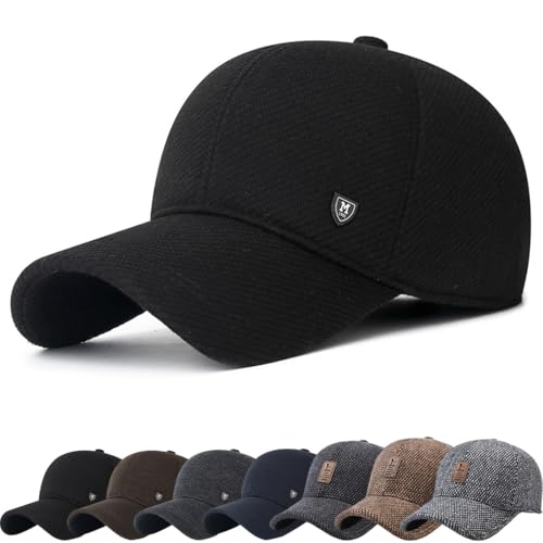 Baseball Cap mit Ohrenklappen Full Herren Outdoor Visor Sport Cappy Old School Style Dad Hat Wintercap Herrencap Herbst/Winter Weichem Innenfutter Schirmmütze Outdoor Herren von DURINM