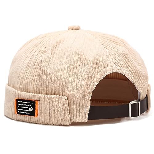 Corduroy Dockercap Cap Ohne Schirm Casual Herren Docker Cap Seemannsmütze Docker Mütze Hafenmütze Seemannskappe Brimless Cap Herrenmütze Verstellbar (beige) von DURINM