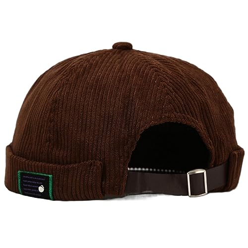 Corduroy Dockercap Cap Ohne Schirm Casual Herren Docker Cap Seemannsmütze Docker Mütze Hafenmütze Seemannskappe Brimless Cap Herrenmütze Verstellbar (braun) von DURINM