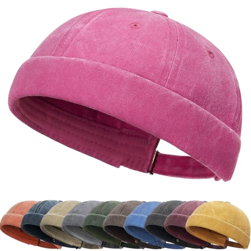 Cotton Docker Cap Herren Verstellbar Seemannsmütze Cap Ohne Schirm Retro Brimless Hat Hafenmütze Fischermütze Bikercap Hat Kopfbedeckung Seemannskappe von DURINM