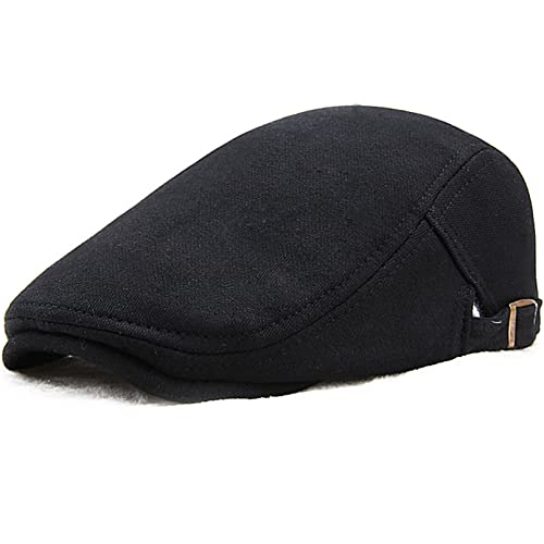 DURINM Barett Cap Herren Schiebermütze chirmmütze Gatsby Schirmmütze Newsboy Flat Cap Baskenmütze Herren Schirmmütze-Atmungsaktiv Schiebermütze Baskenmütze Newsboy Hut-Gatsby Hut Flatcap (Schwarz) von DURINM