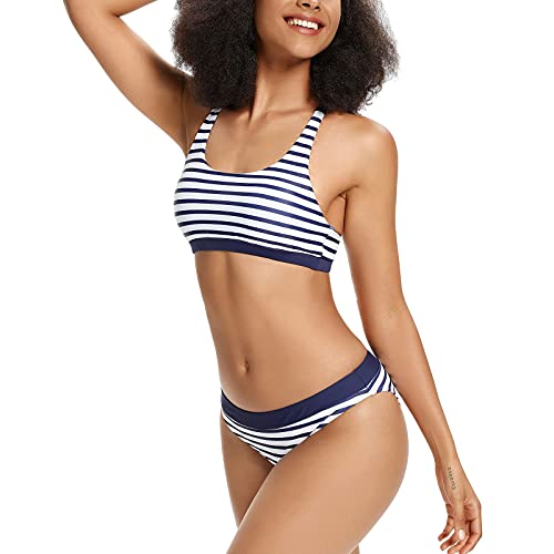 DURINM Damen Zweiteiliger Bikini Damen Bademode Push Up Bikini Set Zweiteilige Badeanzug Strandkleidung Crossover Neckholder Triangel Oberteil Bikinihose von DURINM