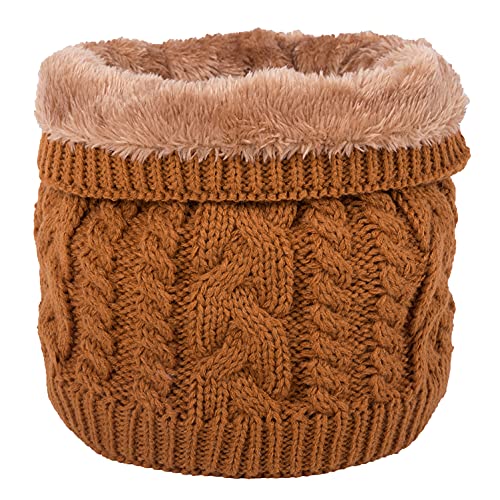 DURINM Halswärmer Loop Schal Fleecefutter Strickschal Schlauchschal Warme Loop Schal Strickschal mit Fleecefutter Winter Warme Nackenwärmer für Herren und Damen (Gelb) von DURINM