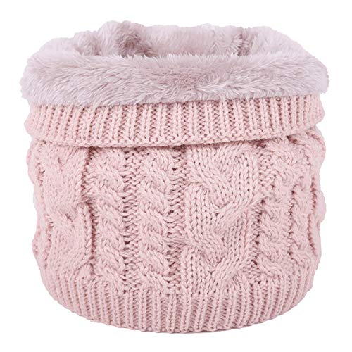 DURINM Halswärmer Loop Schal Fleecefutter Strickschal Schlauchschal Warme Loop Schal Strickschal mit Fleecefutter Winter Warme Nackenwärmer für Herren und Damen (Hell-Pink) von DURINM