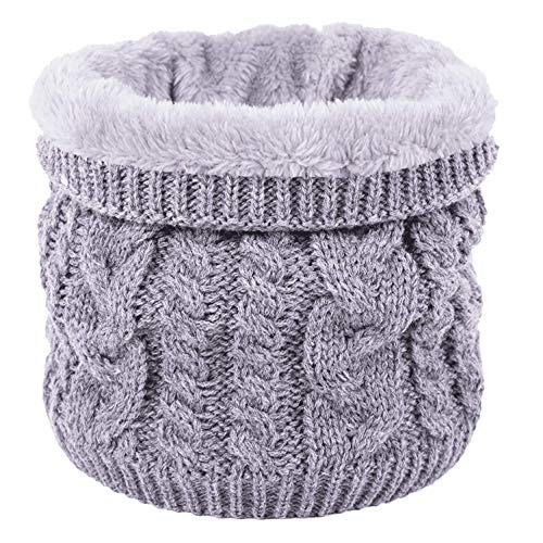 DURINM Halswärmer Loop Schal Fleecefutter Strickschal Schlauchschal Warme Loop Schal Strickschal mit Fleecefutter Winter Warme Nackenwärmer für Herren und Damen (hellgrau) von DURINM