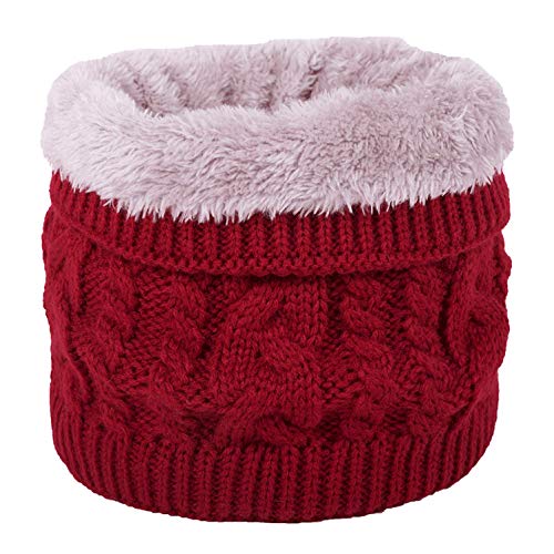 DURINM Halswärmer Loop Schal Fleecefutter Strickschal Schlauchschal Warme Loop Schal Strickschal mit Fleecefutter Winter Warme Nackenwärmer für Herren und Damen (rot) von DURINM