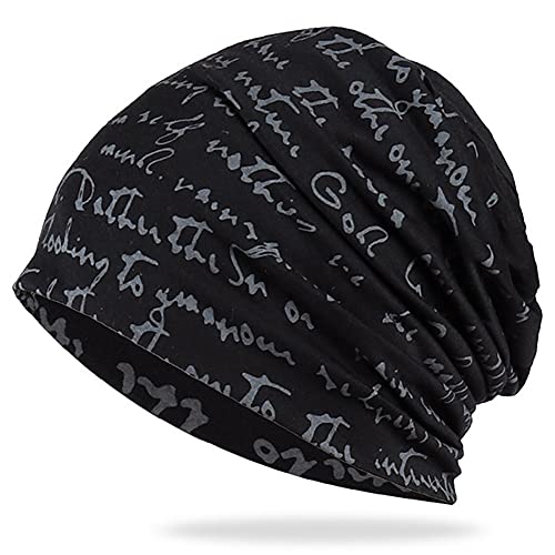 Sportmütze Herren Damen Beanie Mütze Chemo Hut Frau Hut Spitzen Kopftuch Super Weich Slouchy Turban Kopfbedeckungen Kopf Wraps (Schwarz) von DURINM