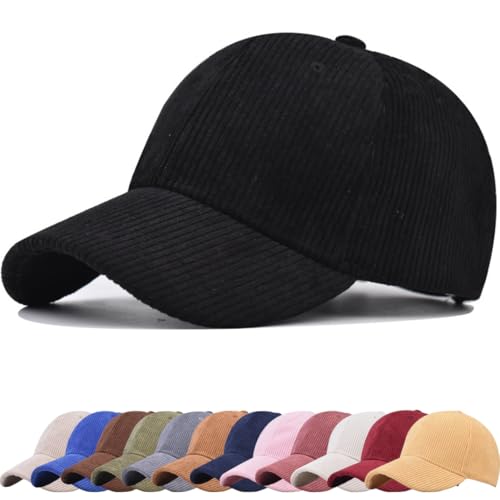 DURINM Unisex Klassische Baseballkappe Cord Mütze Verstellbar mit Gebogener Krempe Baseball Cap Full Herren Visor Sport Cappy Classic Baseballcap für Outdoor Sport von DURINM