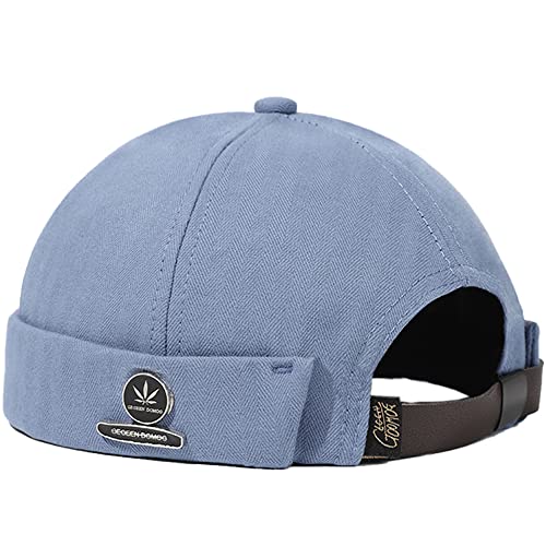 Docker Cap Seemannsmütze Docker Mütze Trawler Fischer Mütze Ohne Schirm Rollmütze Watch Cap Commando Work Beanie Corduroy Docker Leon Brimless Hat Rolled Cuff Harbour Hat (Ahornblatt - Blau) von DURINM