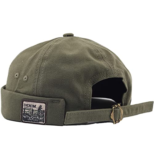 Docker Cap Seemannsmütze Docker Mütze Trawler Fischer Mütze Ohne Schirm Rollmütze Watch Cap Commando Work Beanie Corduroy Docker Leon Brimless Hat Rolled Cuff Harbour Hat (Denim Armeegrün) von DURINM