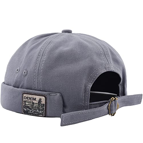 Docker Cap Seemannsmütze Docker Mütze Trawler Fischer Mütze Ohne Schirm Rollmütze Watch Cap Commando Work Beanie Corduroy Docker Leon Brimless Hat Rolled Cuff Harbour Hat (Denim grau) von DURINM