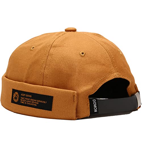 DURINM Docker Cap Seemannsmütze Trawler Fischer Mütze Ohne Schirm Rollmütze Watch Cap Commando Work Beanie Corduroy Leon Brimless Hat Rolled Cuff Harbour Hat (Kamel) von DURINM