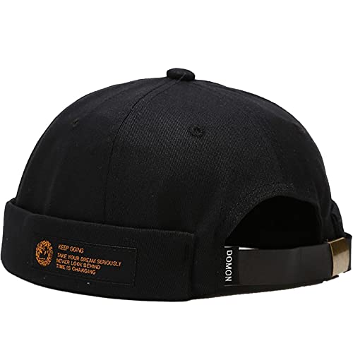 Docker Cap Seemannsmütze Docker Mütze Trawler Fischer Mütze Ohne Schirm Rollmütze Watch Cap Commando Work Beanie Corduroy Docker Leon Brimless Hat Rolled Cuff Harbour Hat (Schwarz) von DURINM