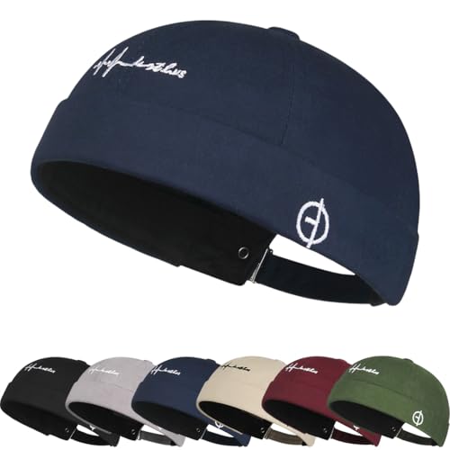 Sommer Docker Cap Quick Drying Ohne Schirm Schnelltrocknend Seemannsmütze Fisherman Beanie Lightweight Cotton Docker Cap Herren Verstellbar Ohne Schirm Retro von DURINM