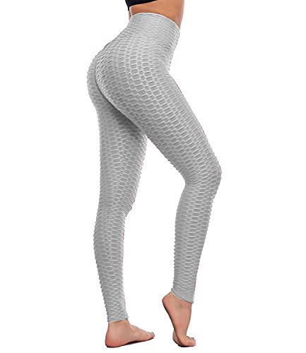 DUROFIT Sport Leggings Damen Booty Leggings Po Betonte Leggings Anti Cellulite Scrunch Butt Bubble Leggings Po Push Up Sportsleggings Push Up Yoga Pants Yogahose Leggings Tik Tok Leggings Grau M von DUROFIT