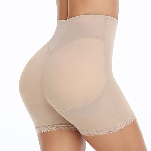 DUROFIT Damen Butt Lifter Unterhose Po Push Up Miederhose Hip Enhancer Shapewear Stark Formend Miederslips Bauchweg Shapewear Figurenformend Miederpants Shaper Gepolsterter Unterwäsche Beige 2XL von DUROFIT