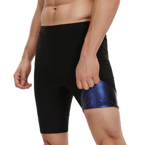 DUROFIT Herren Sauna Shorts Saunaanzüge Schweiß Saunahose mits Taschen Laufhose Sport Unterwäsche Neoprenhose Sweat Schwitzhose Effekt Workout Sporthosen Schwarz 2XL von DUROFIT