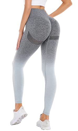 DUROFIT Po Push Up Leggings Scrunch Butt Leggings Damen High Waist Sport Leggings Booty Lift Leggins Gym Leggings Yoga Pants Ruched Sporthose Farbverlauf Grau L von DUROFIT