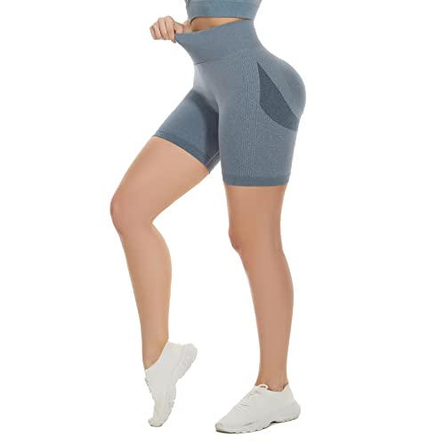 DUROFIT Damen Sports Shorts Po Push Up Leggings Short Booty Shorts Scrunch Butt Kurz Leggings Damen High Waist Kurze Sporthose Radlerhose Yogahose Blau M von DUROFIT