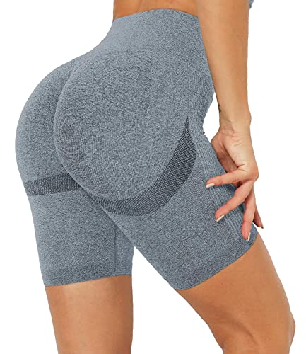 DUROFIT Po Push Up Leggings Short Booty Shorts Scrunch Butt Kurz Leggings Damen High Waist Kurze Sporthose Damen Yoga Sport Shorts Leggins für Sommer Radlerhose Yogahose Schmutzigblau L von DUROFIT