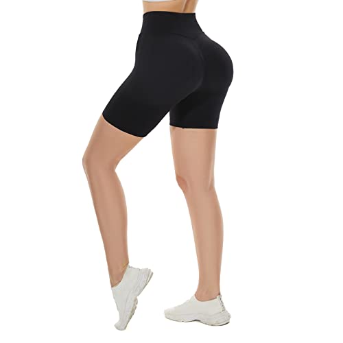 DUROFIT Damen Sports Shorts Mits Taschen Radlerhose Po Push Up Short Booty Shorts Scrunch Butt Kurz Leggings Damen Hohe Taille Kurze Sporthose Schwarz S von DUROFIT