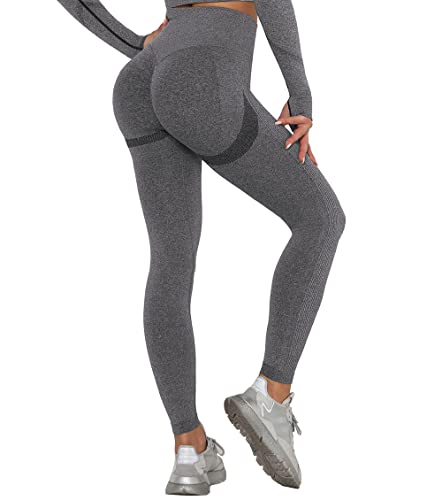 DUROFIT Scrunch Butt Leggings Damen High Waist Sport Leggings Po Push Up Leggings Booty Lift Leggins Gym Leggings Ruched Sporthose Grau S von DUROFIT