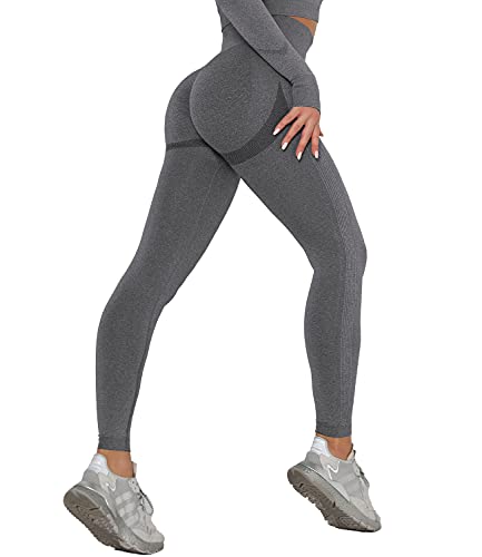 DUROFIT Scrunch Butt Leggings Damen High Waist Sport Leggings Po Push Up Leggings Booty Lift Leggins Gym Leggings Yoga Pants Ruched Sporthose Grau M von DUROFIT